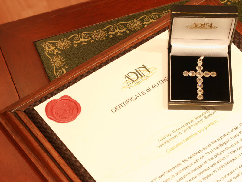 Big rose cut diamonds cross, estate jewelry