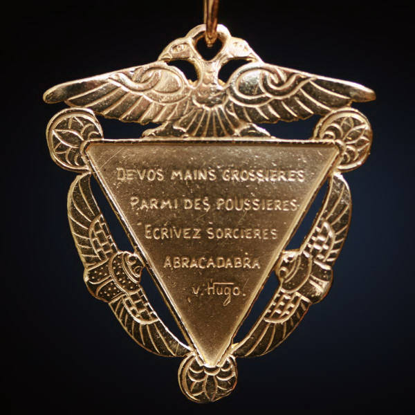 Victorian pendant in neo-Egyptian style with esoteric abracadabra text by V.Hugo