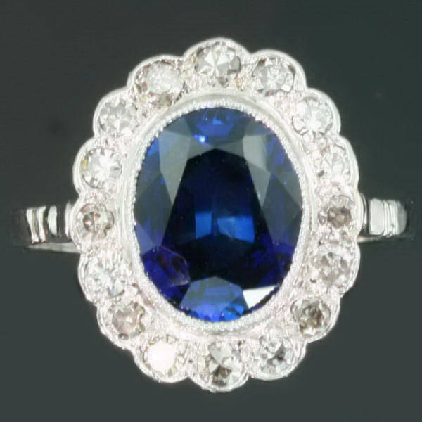Lady-Di ring, platinum estate engagement ring with sapphire and ...