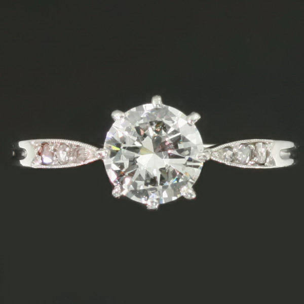Estate platinum Art Deco engagement ring with high grade brilliant cut
