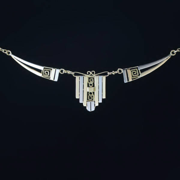 Bi-color gold Art Deco drapery necklace
