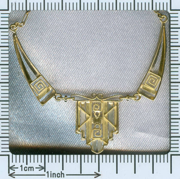 Bi-color gold Art Deco drapery necklace