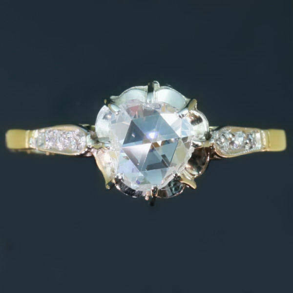 Estate one stone rose cut diamond engagement ring