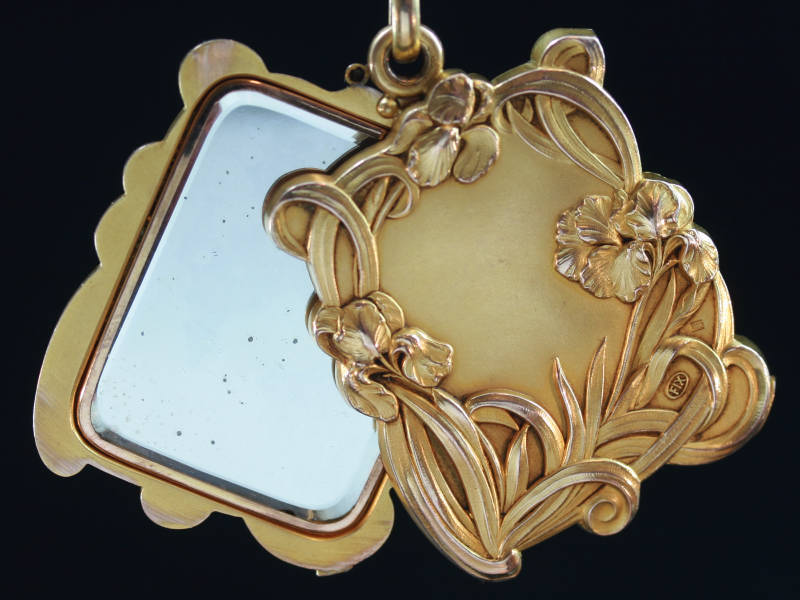 Magnificent Art Nouveau pendant signed E.Dropsy with sliding mirrors (image 5 of 9)