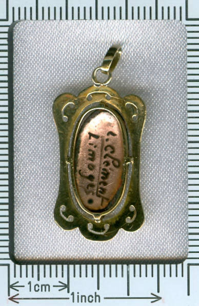 Vintage limoge enamel pendant mounted in gold