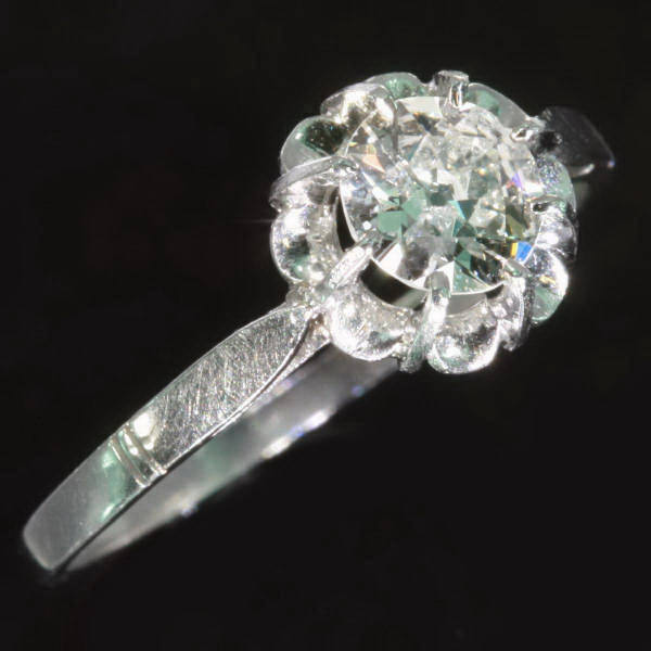 Estate one stone solitair platinum engagement ring (image 3 of 7)