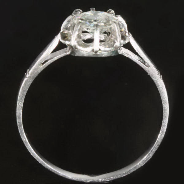 Estate one stone solitair platinum engagement ring (image 5 of 7)