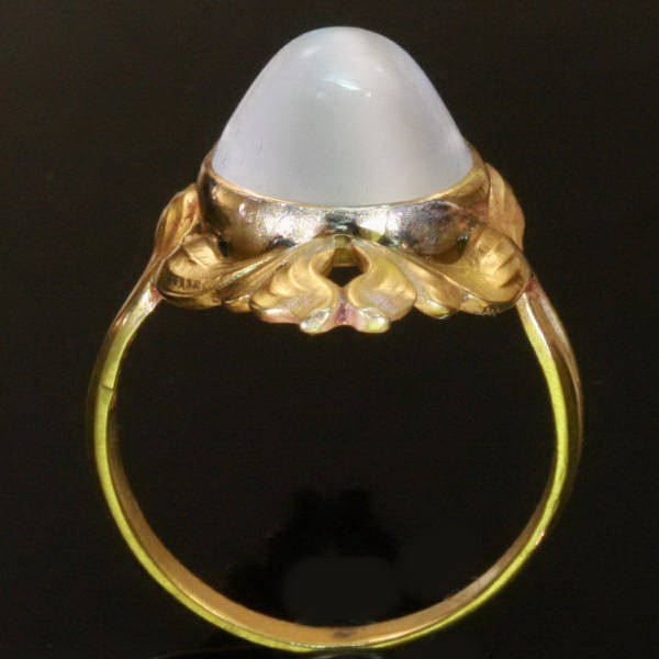 Dreamy Art Nouveau ring with high domed cabochon moonstone (image 5 of 13)