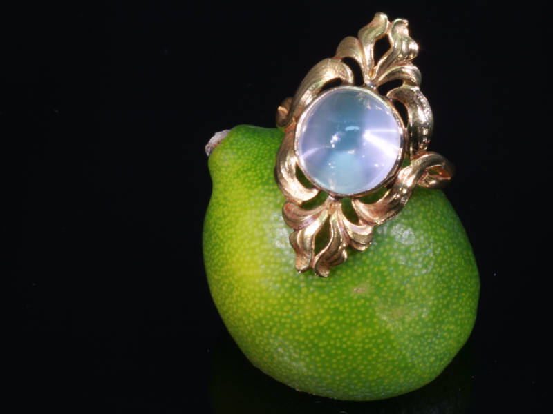 Dreamy Art Nouveau ring with high domed cabochon moonstone (image 8 of 13)