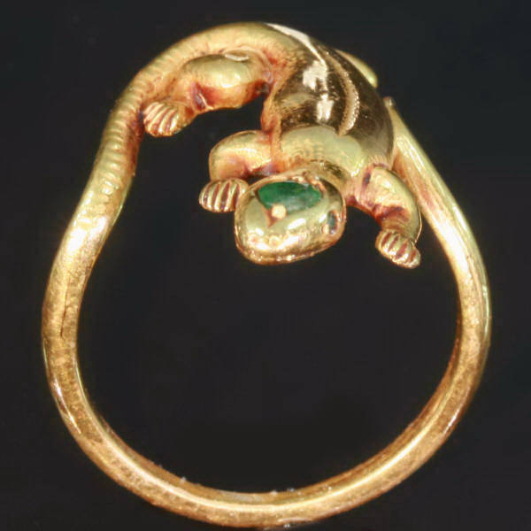 Cute late Victorian, early Art Nouveau animalistic gold lizard ring ...