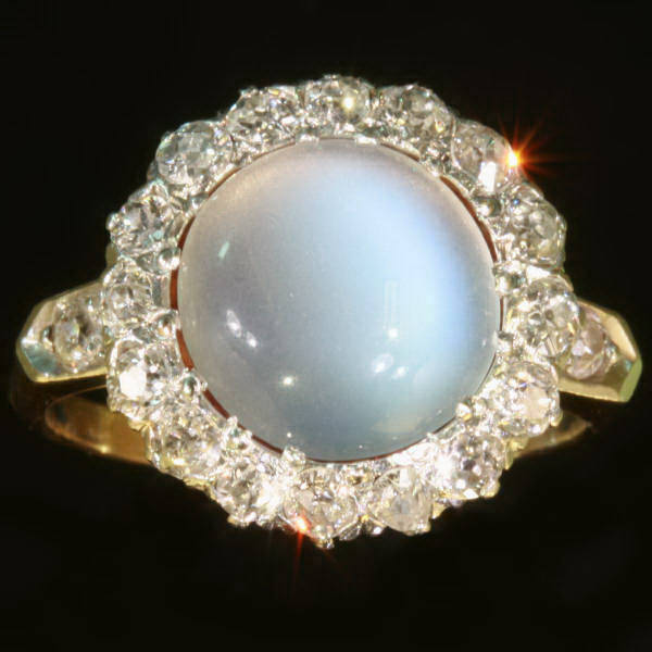 Charming late Victorian engagement ring with moonstone and old mine cut ...