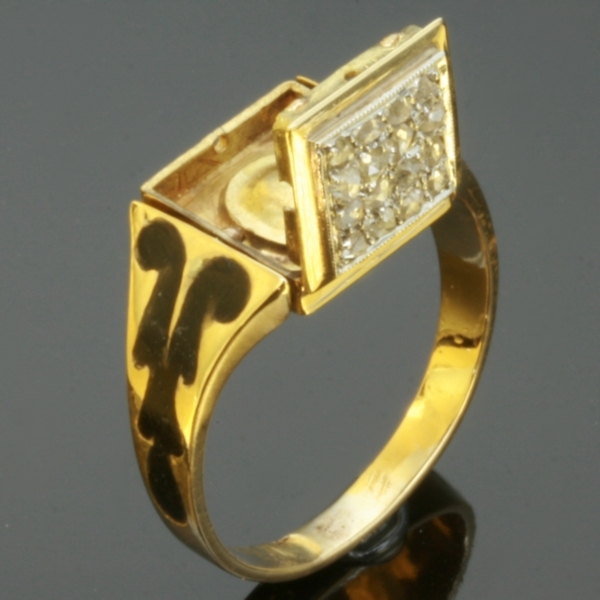 Two faced antique poison ring with hidden place made just after French Revolution (image 12 of 18)