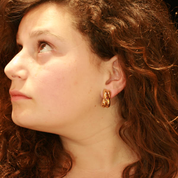 Gold estate earrings by Cartier with brilliants and rubies (image 3 of 4)