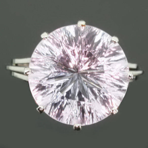 Big pink platinum engagement anniversary ring with huge 9.06 crt rose quartz