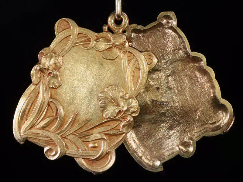 Pendentif Ancien En Or Style Art Nouveau Avec Pierre Précieuse - Occasion - Vintage