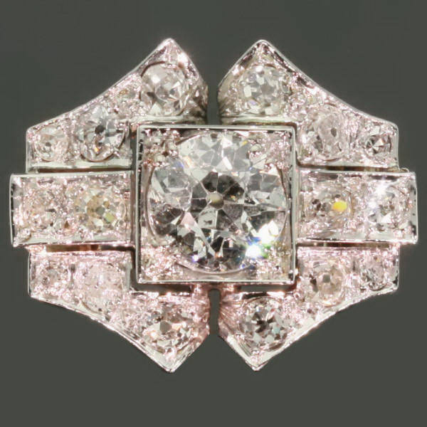 Estate diamond bow engagement ring 18K white gold