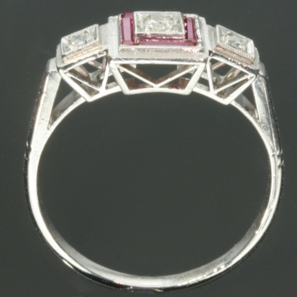 Art Deco ruby diamond engagement ring platinum band fine vintage jewelry (image 5 of 8)