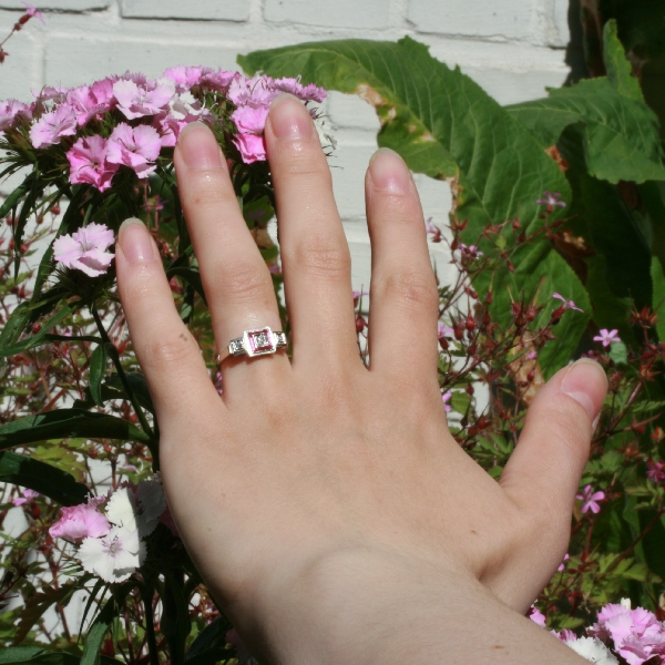 Art Deco ruby diamond engagement ring platinum band fine vintage jewelry (image 8 of 8)