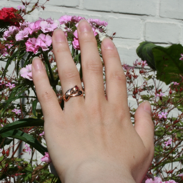 Victorian three headed snake serpent ring with ruby sapphire and brilliant (image 7 of 10)