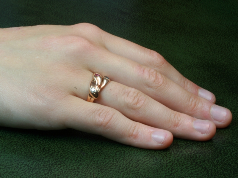 Victorian three headed snake serpent ring with ruby sapphire and brilliant (image 10 of 10)