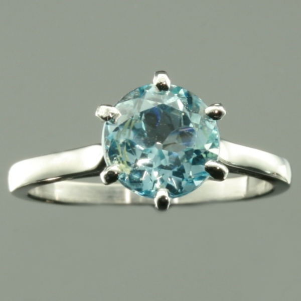 French fifties platinum engagement ring with blue topaz