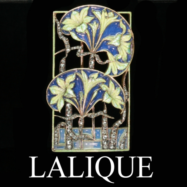 Lalique brooch with plique ajour enamel signed