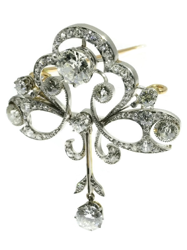 Broche Fleur En Or Jaune - Style Art Nouveau Belle Époque - Occasion De Collection