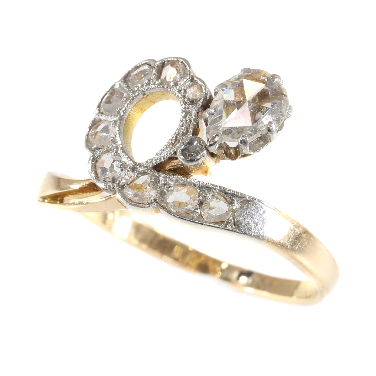 Asymmetric Blossom Engagement Ring With Pear Cut Diamonds 