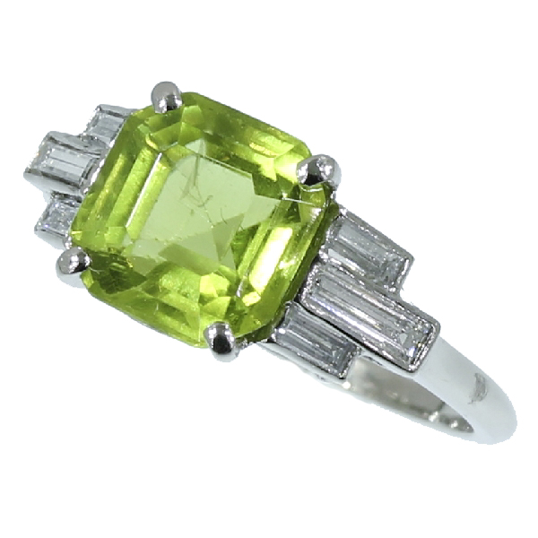 1.5 CT GENUINE PERIDOT 925 STERLING SILVER ART DECO ANTIQUE STYLE RING      #716 