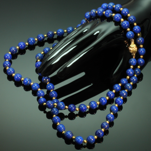 Round Shape 502.50 Cts Natural Single Strand Blue Lapis Lazuli Beads Necklace 