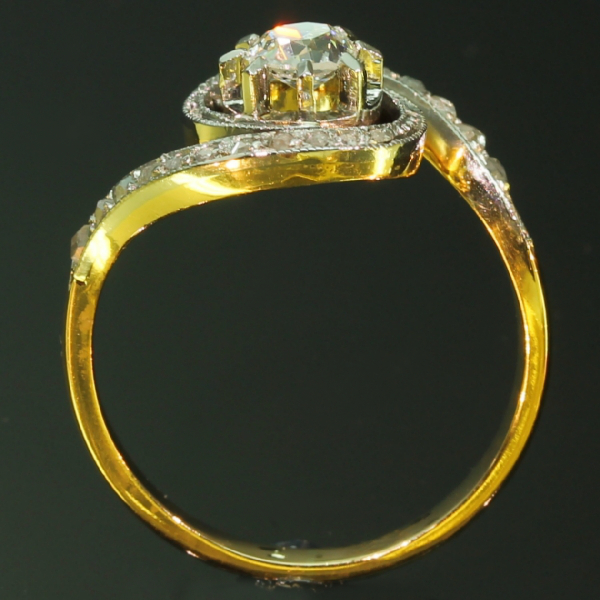 Tourbillon (twirled) Victorian engagement ring with old brilliant cut ...