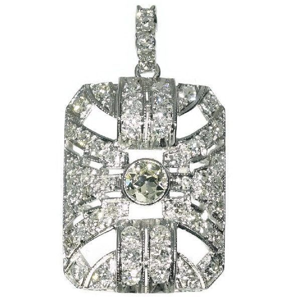 Art Deco style diamond platinum pendant from the Fifties: Description ...