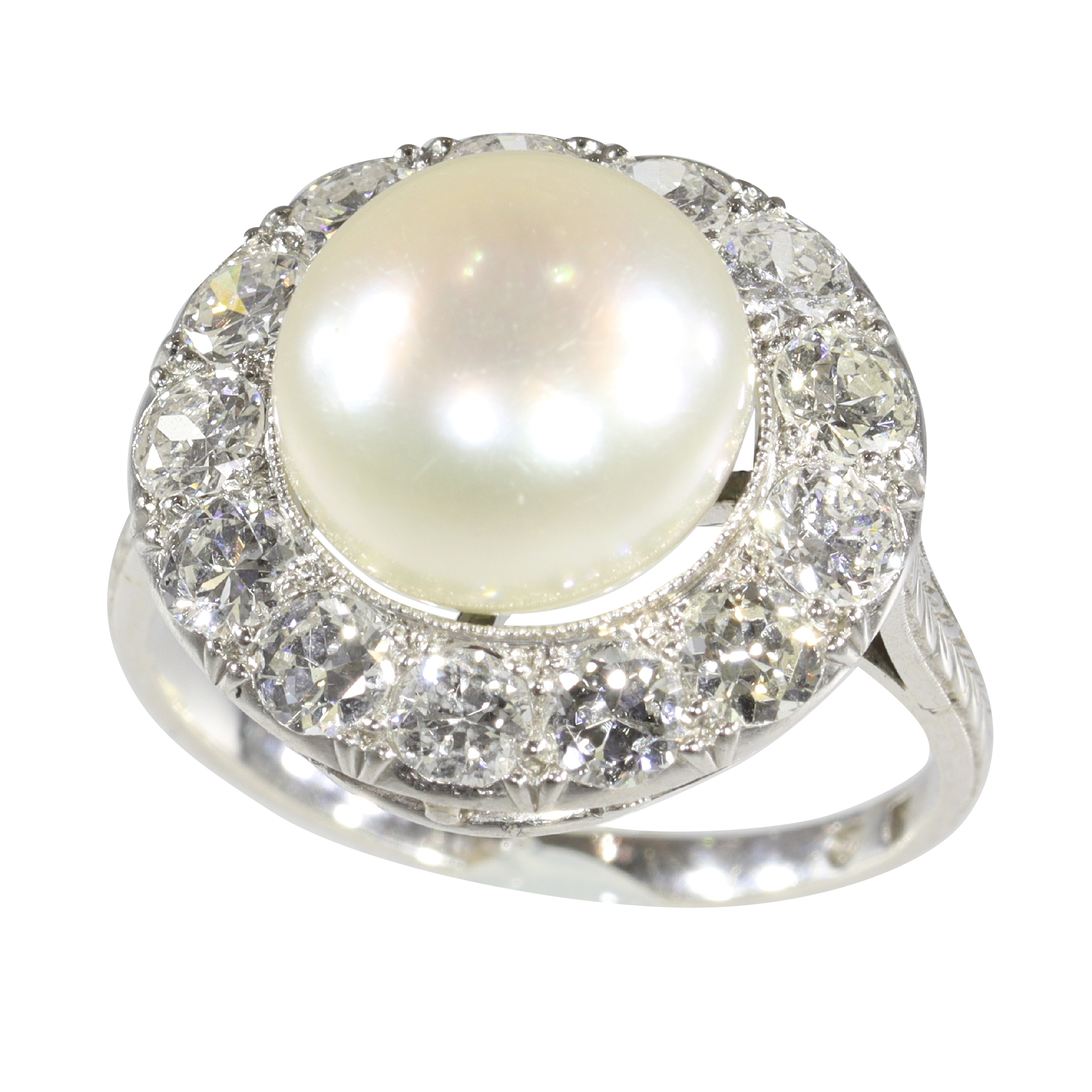 Pearl of the Past: A Diamond-Encircled 1930 Engagement Ring