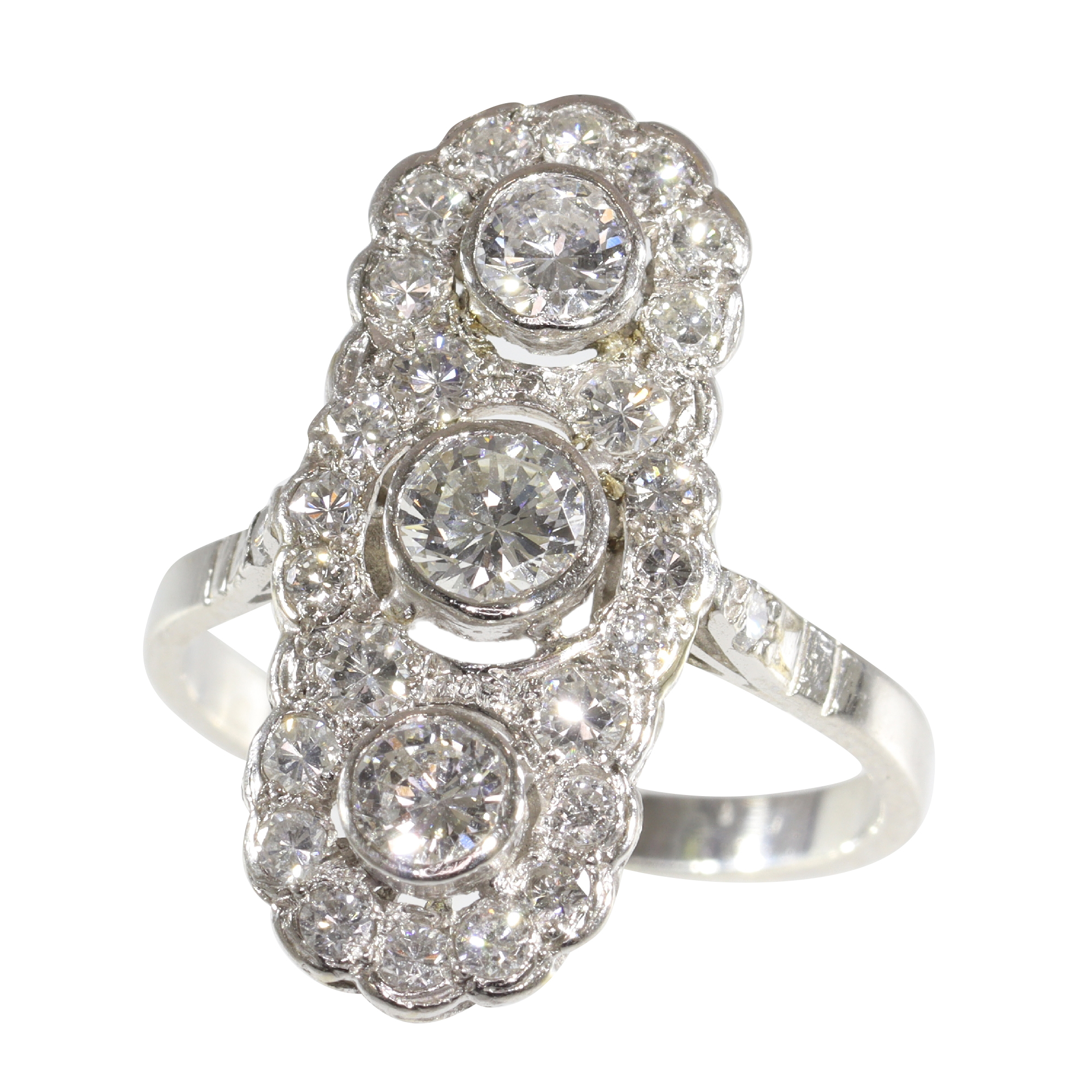 Vintage Diamond 1950s Ring in a Deco Revival Style