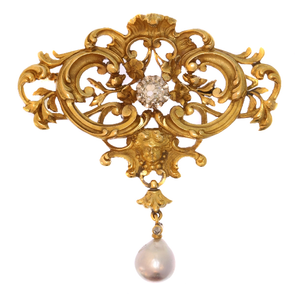 Art nouveau pearl brooch Victorian art deco style - Inspire Uplift