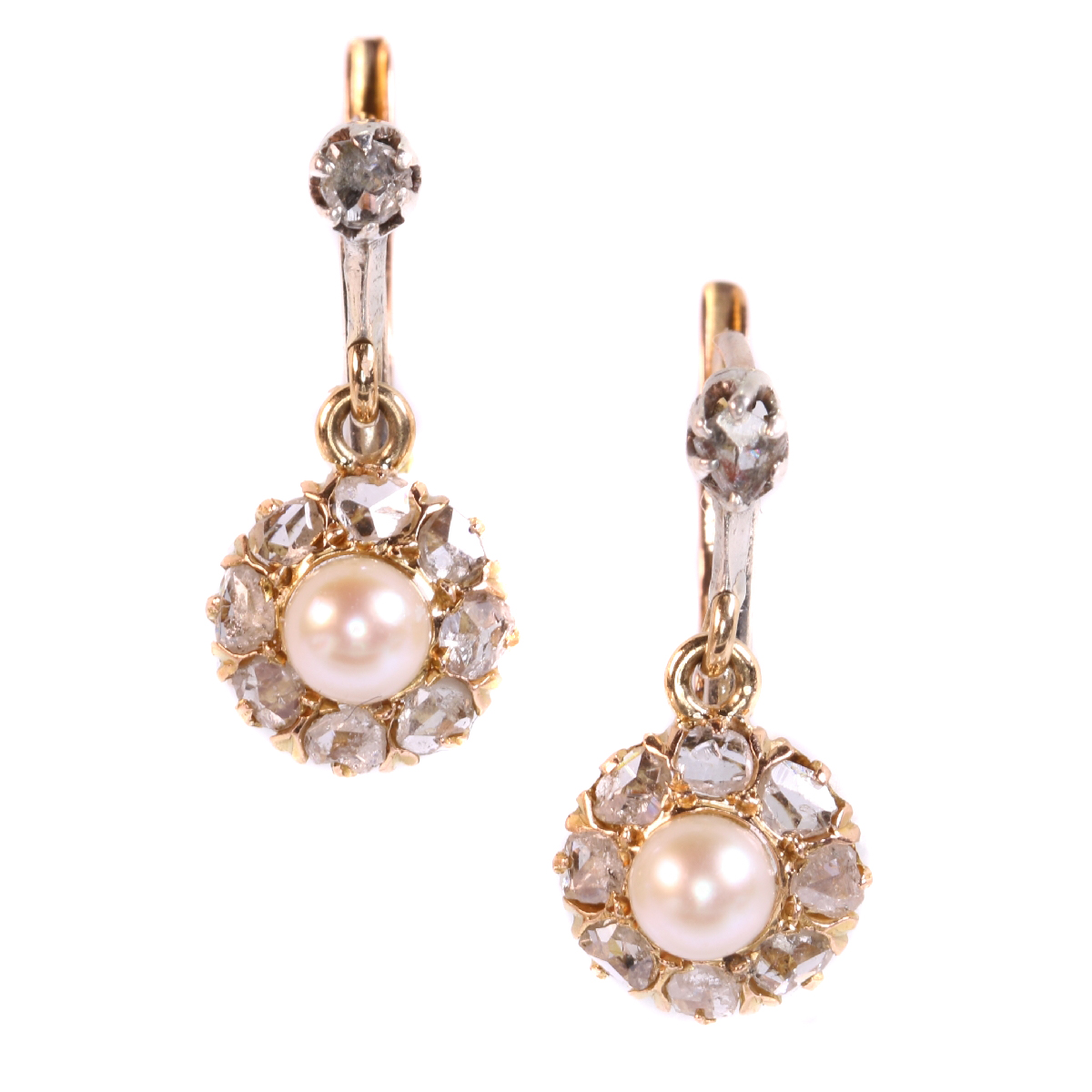 Vintage antique late Victorian earrings with rose cut diamonds and ...