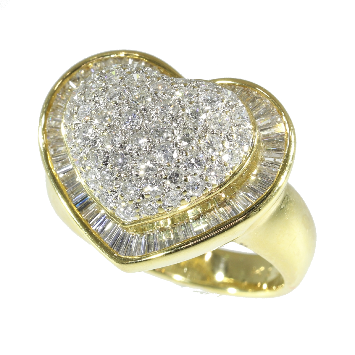 Vintage diamond ring heart shaped loaded with 3 crt of diamonds ...