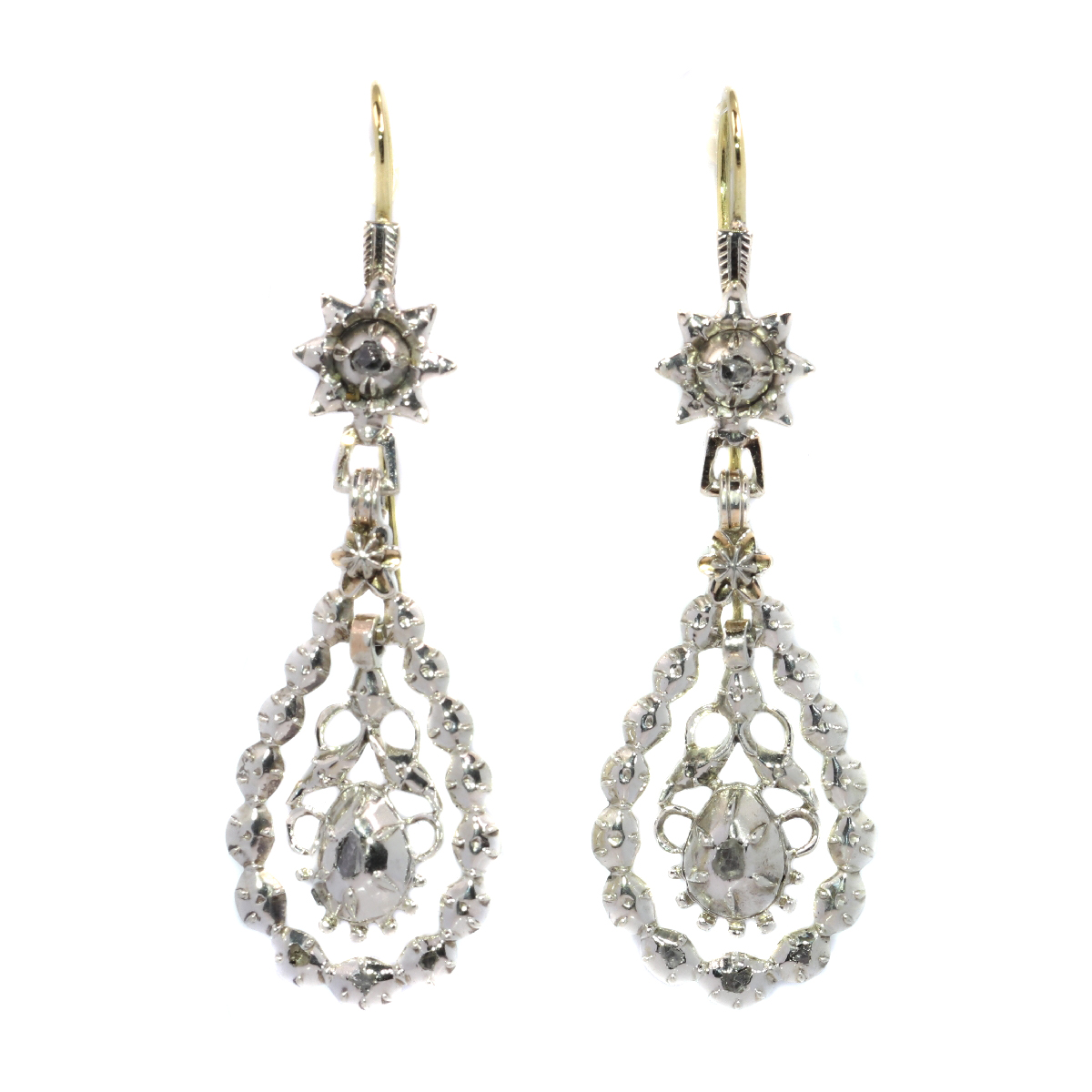 Antique Flemish diamond long pendent earrings late Georgian early ...