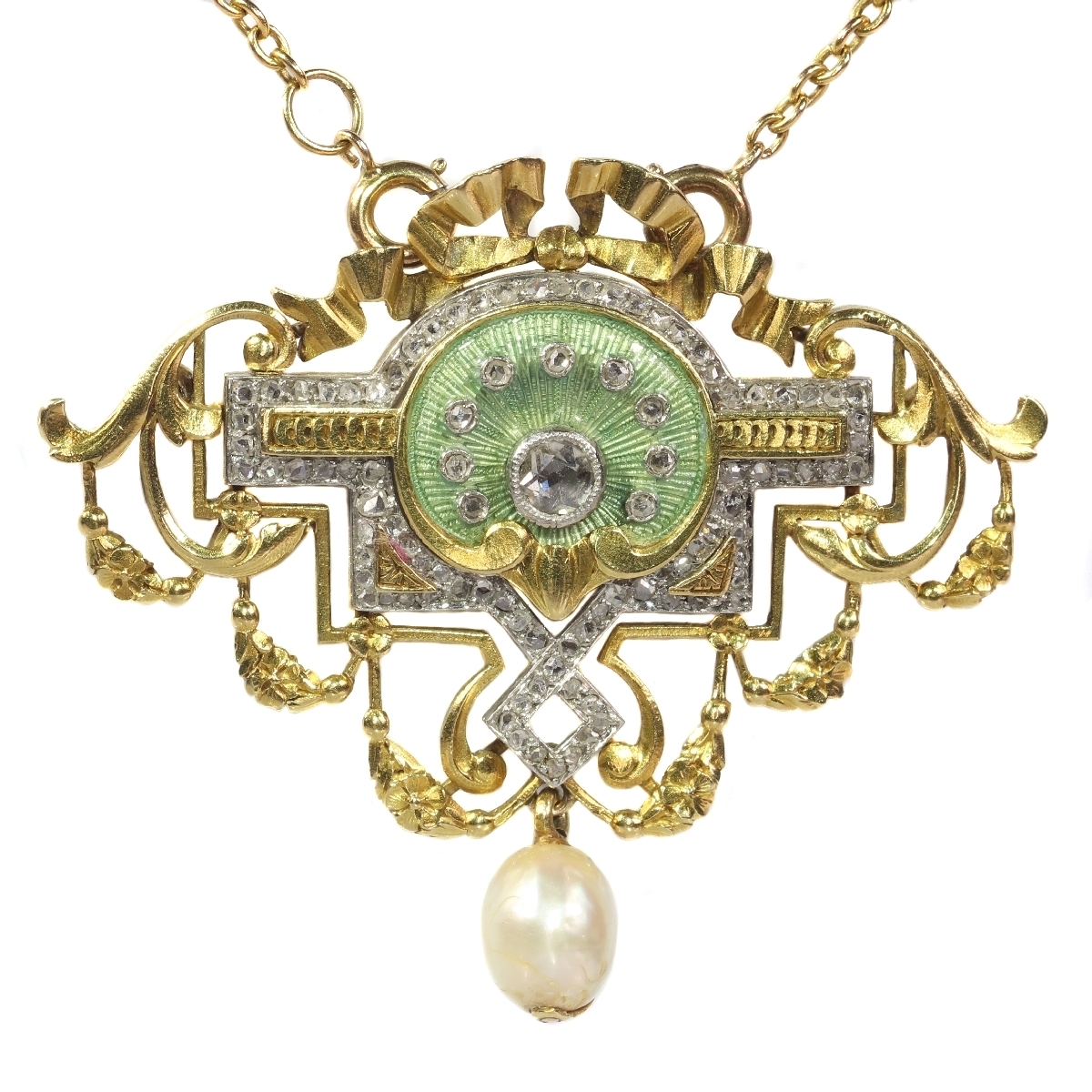 Belle Époque Brilliance: Necklace & Brooch Masterwork