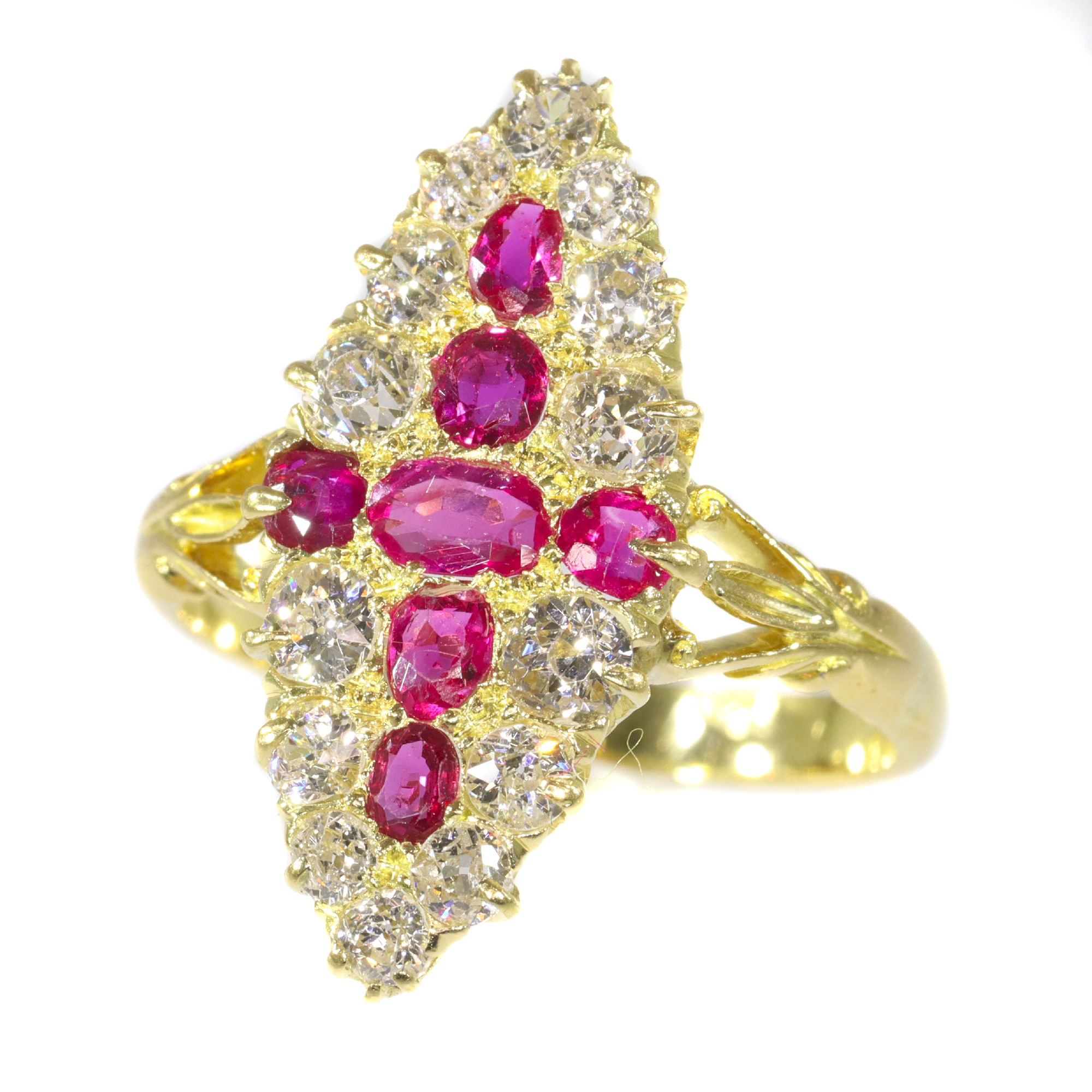 idee Huisdieren leer Antique Victorian gold ring set with old brilliant cut diamonds and rubies  sold by Simons Jewellers The Hague & Amsterdam: Description by Adin Antique  Jewelry.