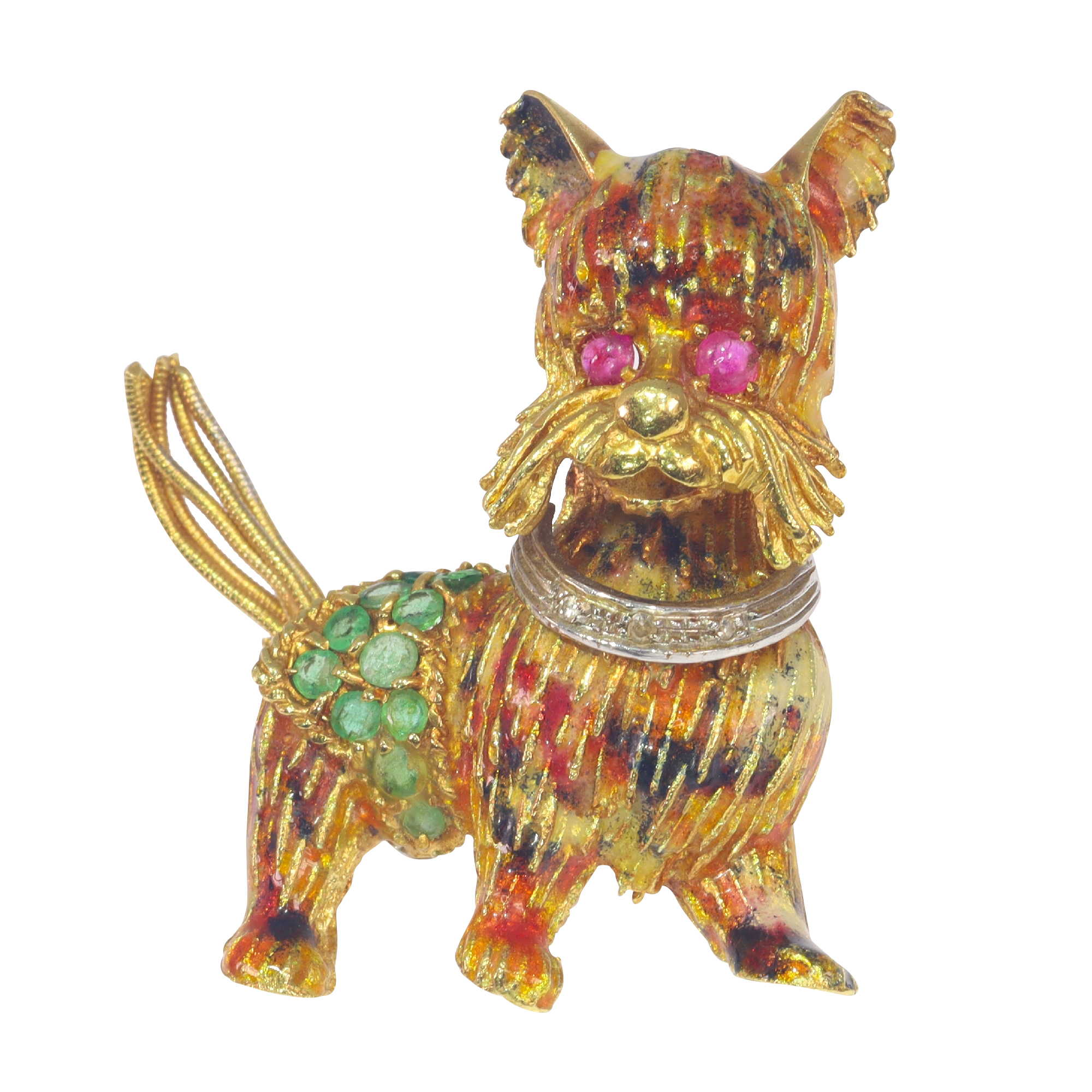 Typical Vintage Fifties 18K gold animal brooch amusing dog: Description by  Adin Antique Jewelry.
