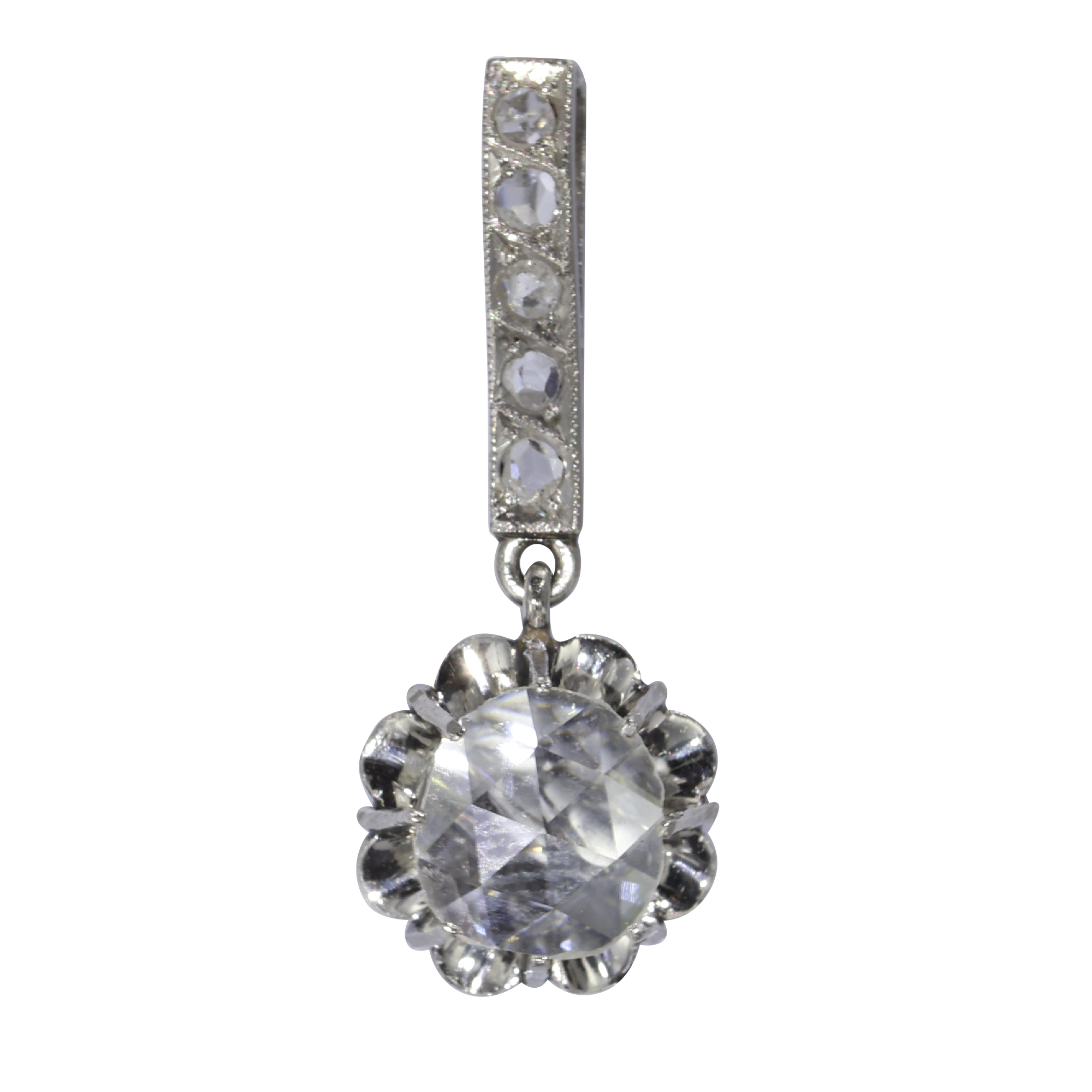 Vintage Art Deco diamond pendant with large rose cut diamond