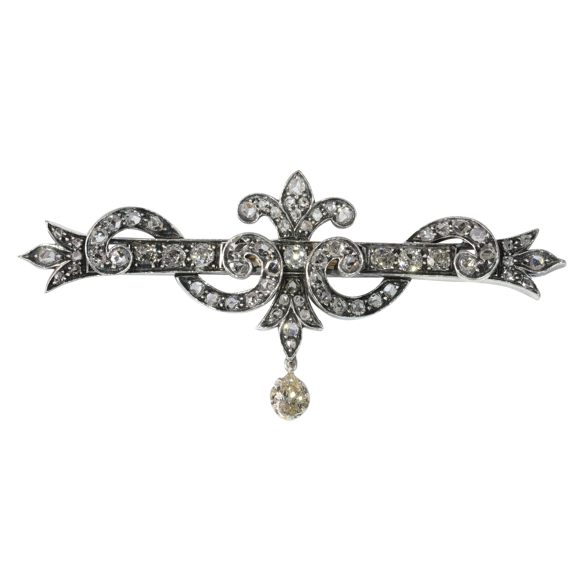 Vintage antique diamond bar brooch