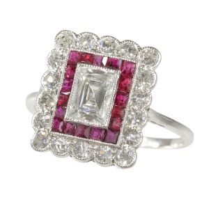 Eternal Deco Love: Diamond and Ruby Ring Romance
