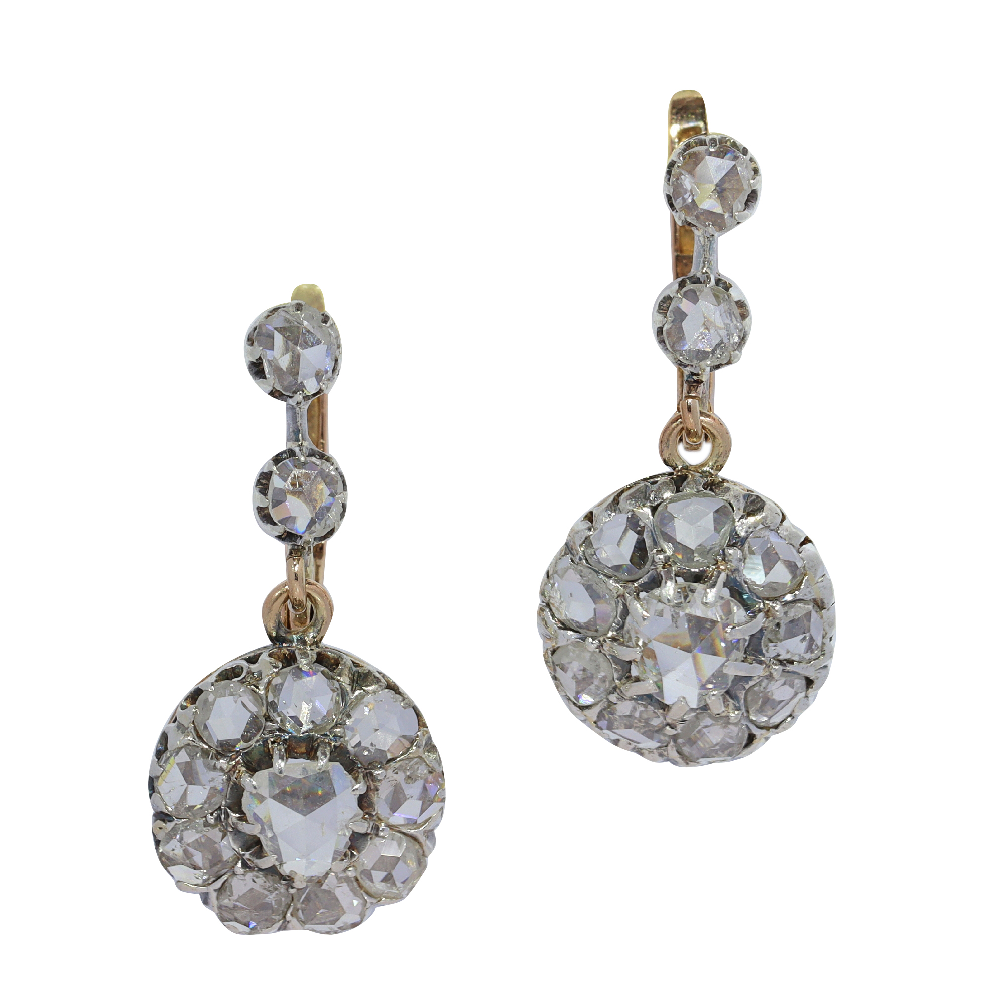 Vintage Victorian Earrings with Delicate Rose-Cut Diamonds: Beschrijving  door Adin Antique Jewelry.