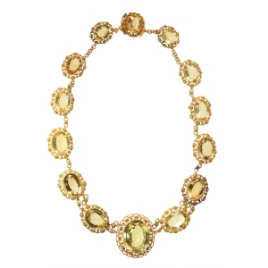 Historic 1820 Citrine and Gold Necklace, Filigree and Granulation, Very Fine Condition