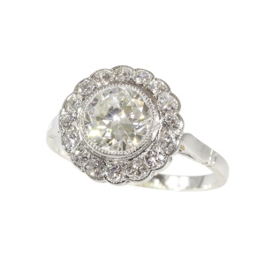 1950s Art Deco Revival Platinum Ring, a Classic Symbol of Love and Continuity