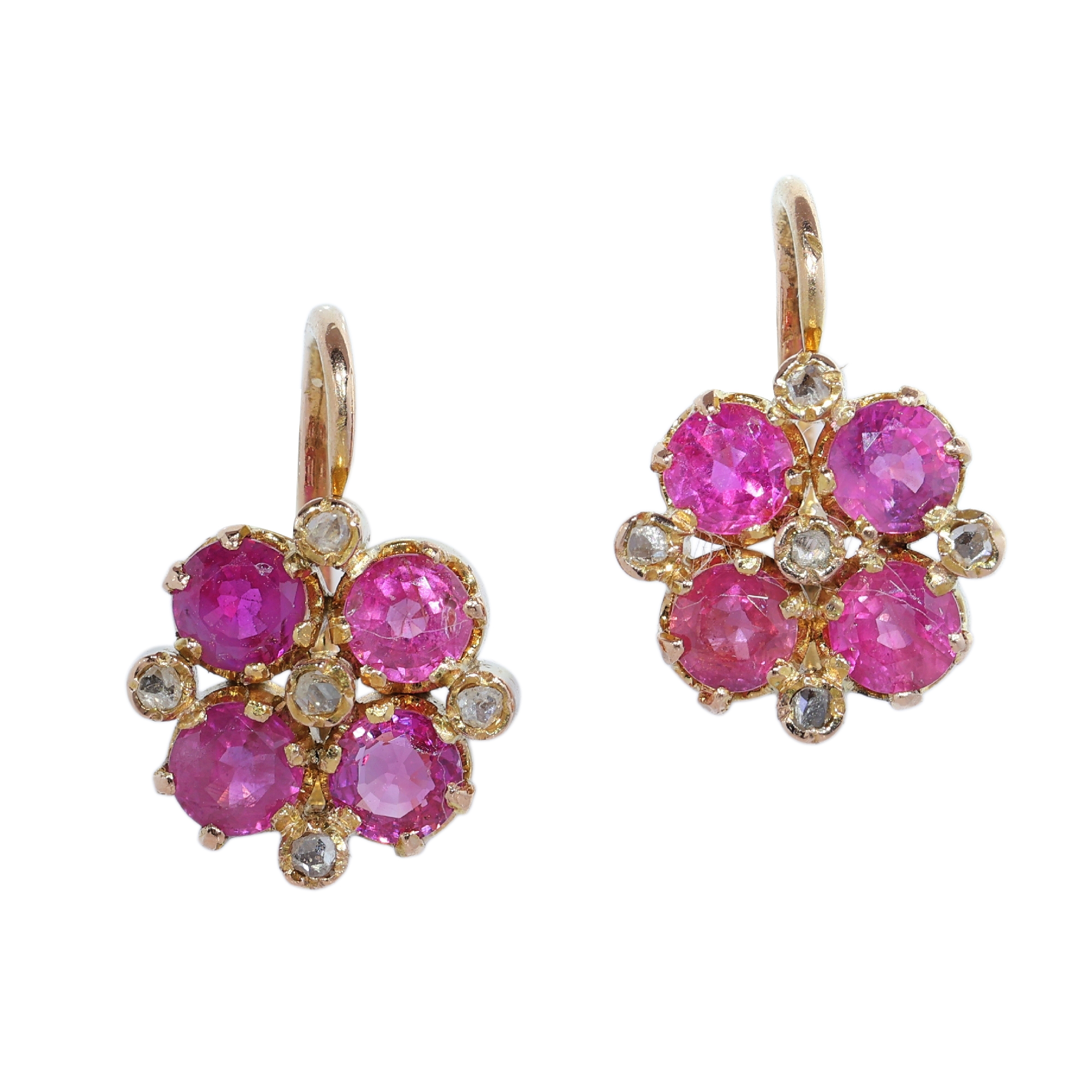 Ruby and Diamond Late Victorian Earrings, France, circa 1890