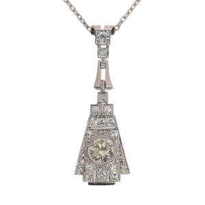 Geometry in Motion: A Platinum Art Deco Diamond Pendant, circa 1920