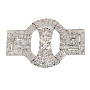 A 1930 Art Deco diamond brooch still accompanied by its own history